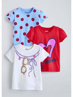 Hopscotch - Multi-Color Cotton Printed T-Shirts (Pack of 3)