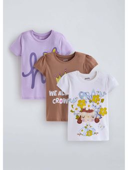 Hopscotch - Multi-Color Printed Cotton T-Shirts (Pack of 3)