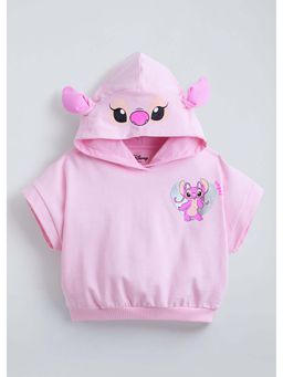 Hopscotch - Pink Stitch Applique Cotton Hoodie