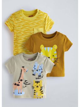 Hopscotch - Multi-Color Cotton Printed T-Shirts (Pack of 3)