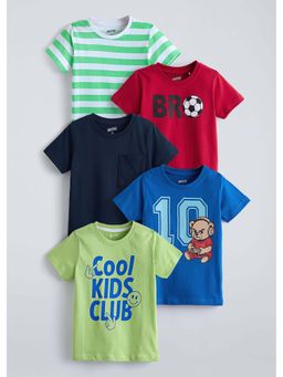 Hopscotch - Multi-Color Printed Jersey T-Shirts (Pack of 5)