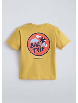 Hopscotch - Mustard Bail Back Printed Cotton T-Shirt