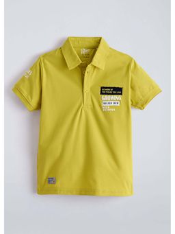 Hopscotch - Yellow Breathable Fabric Cotton Polo T-Shirt