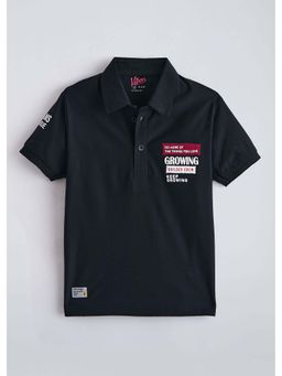 Hopscotch - Black Breathable Fabric Cotton Polo T-Shirt