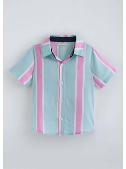 Hopscotch - Blue Striped Woven Collared Shirt