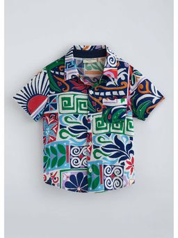 Hopscotch - Multi-Color Abstract Woven Collared Shirt