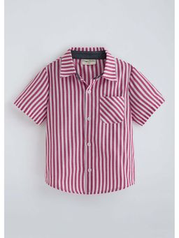 Hopscotch - Red Striped Woven Collared Shirt