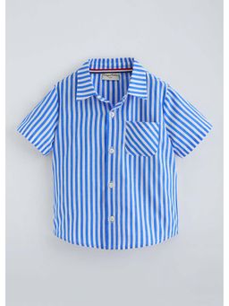Hopscotch - Blue Striped Woven Collared Shirt