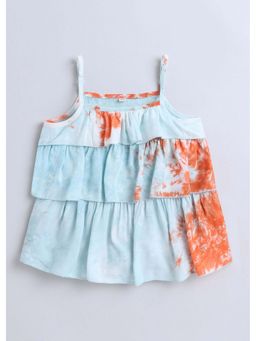 Hopscotch - Aqua Tiered Tie & Dye Frill Top