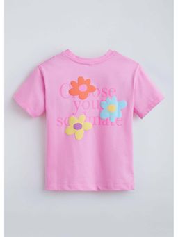 Hopscotch - Pink Floral Puff Printed T-Shirt