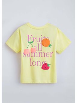 Hopscotch - Yellow Typography Puff Printed T-Shirt