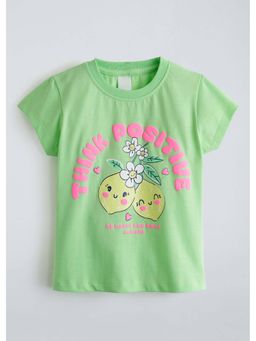 Hopscotch - Green Lemon Floral Cotton T-Shirt