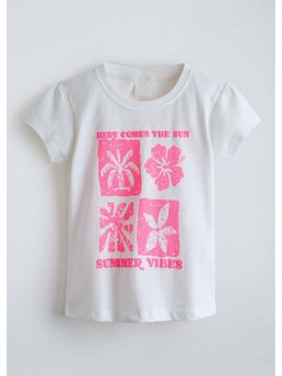 Hopscotch - White Floral Cotton T-Shirt