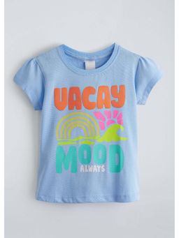 Hopscotch - Blue Printed Cotton T-Shirt
