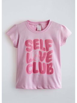 Hopscotch - Pink Typography Cotton T-Shirt