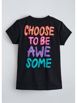 Hopscotch - Black Typography Back Printed T-Shirt