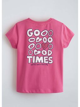 Hopscotch - Pink Typography Back Printed T-Shirt