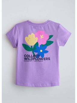 Hopscotch - Purple Back Printed Cotton T-Shirt