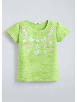 Hopscotch - Green Floral Applique T-Shirt