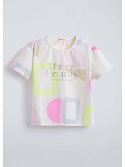 Hopscotch - White Abstract Stone Embellished T-Shirt