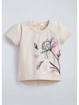 Hopscotch - Beige Floral Applique T-Shirt