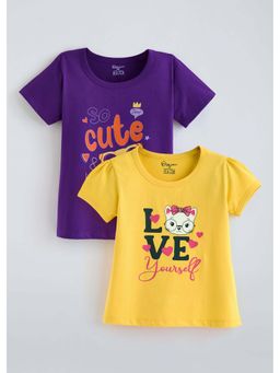 Hopscotch - Multi-Color Typography Cotton T-Shirts (Pack of 2)