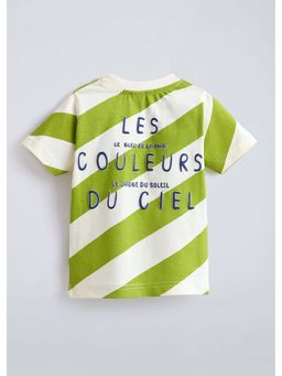 Hopscotch - Striped Olive Cotton T-Shirt