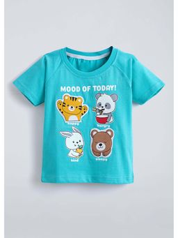 Hopscotch - Blue Animal Applique Cotton T-Shirt