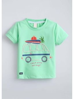 Hopscotch - Green Vehicle Thread Work T-Shirt