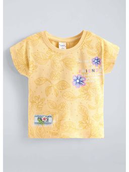 Hopscotch - Yellow Floral Cotton T-Shirt