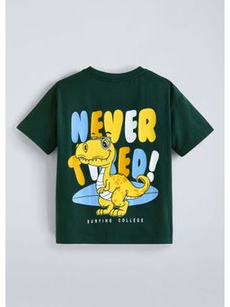 Hopscotch - Green Dino Back Printed T-Shirt