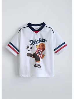 Hopscotch - White Teddy Drop Shoulder T-Shirt