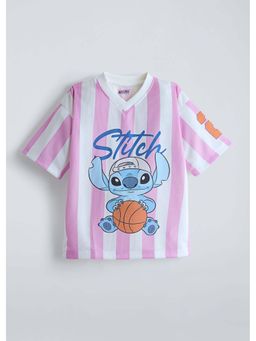 Hopscotch - Pink Stitch Drop Shoulder T-Shirt