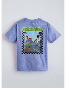 Hopscotch - Purple Dino Printed Back T-Shirt