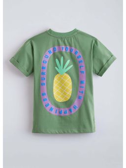 Hopscotch - Green Pineapple Back Printed T-Shirt