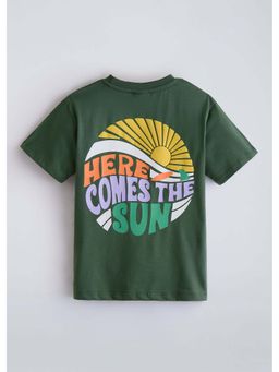 Hopscotch - Olive Summer Back Printed T-Shirt