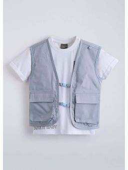 Hopscotch - White Layered T-Shirt with Jacket