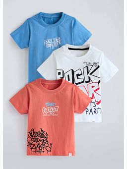 Hopscotch - Multi-Color Typography Cotton T-Shirts (Pack of 3)