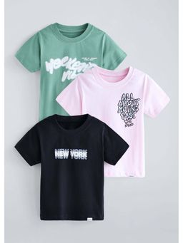 Hopscotch - Multi-Color Typography Cotton T-Shirts (Pack of 3)
