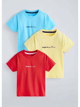 Hopscotch - Multi-Color Solid Sinker Cotton T-Shirts (Pack of 3)