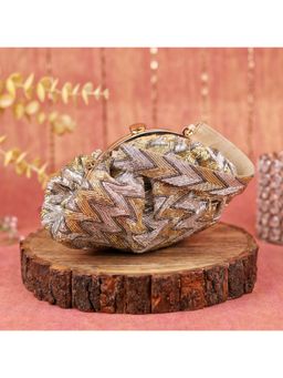 sugarcrush - Antique Gold Silver Soft Clutch with Handle