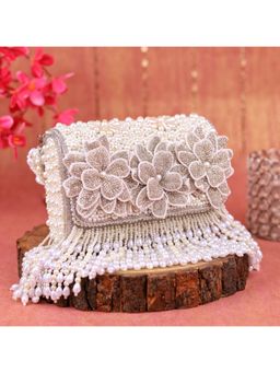 sugarcrush - Luxury Antique Off White Soft Bag with Floral Work