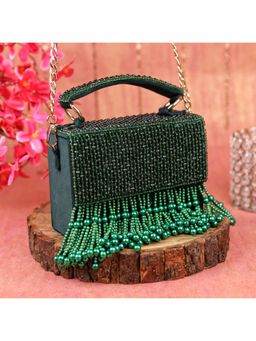 sugarcrush - Luxury Antique Green Soft Clutch with Detachable Strap