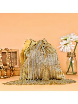 sugarcrush - Antique Gold Lustrous Silver Potli Bag