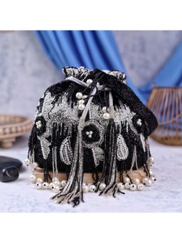 sugarcrush - Antique Black Lustrous Silver Potli Bag