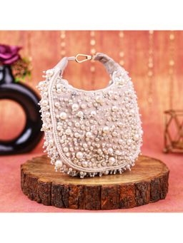 sugarcrush - American Pearl Embedded Off White Vintage Clutch Bag