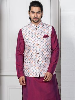 KISAH - Men White Nehru Jacket