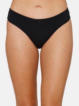 Zivame - Low Rise Zero Coverage Thong - Anthracite - Black