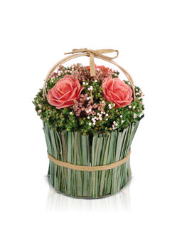 HomeTown - Aura Polyester & Natural Dried Flower Floral in Pink Colour By Living Essence