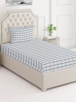 Layers - Emaline Collection 144 TC 100% Cotton White Striped Single Size Flat Bedsheet Set